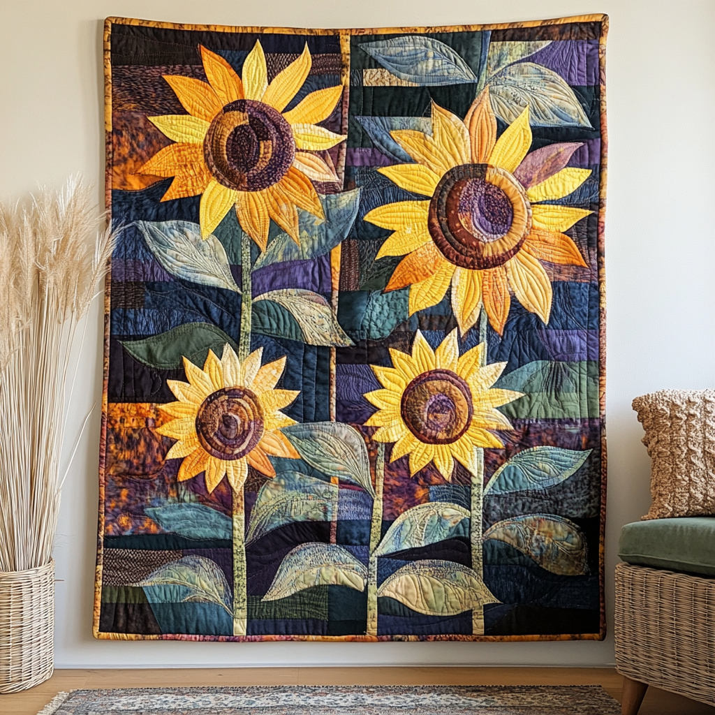 Sunflower Panels art quilt – sunflower panels