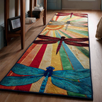 Radiant Dragonfly hallway runner – dragonflies on rainbow stripes