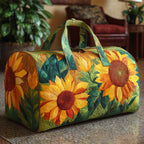 Radiant Sunflowers quilted weekend bag – giant sunflowers