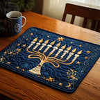 Radiant Harmony quilted placemats – menorah with flames