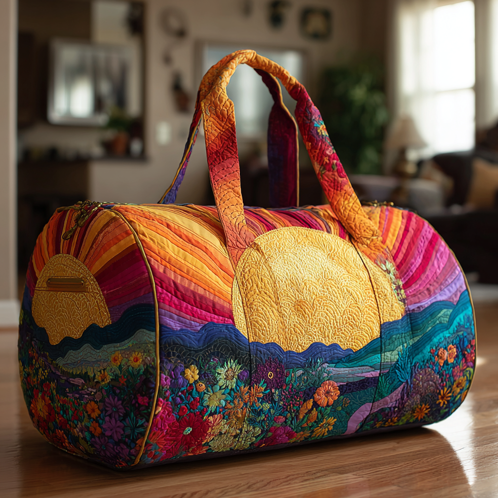 Radiant Path quilted weekend bag – sunset hills
