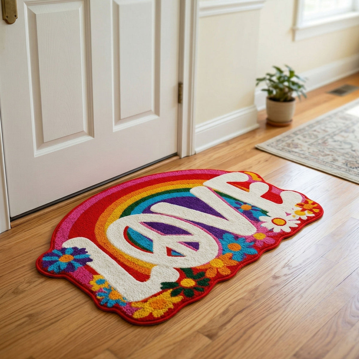 Rainbow Love shaped doormat – rainbow LOVE