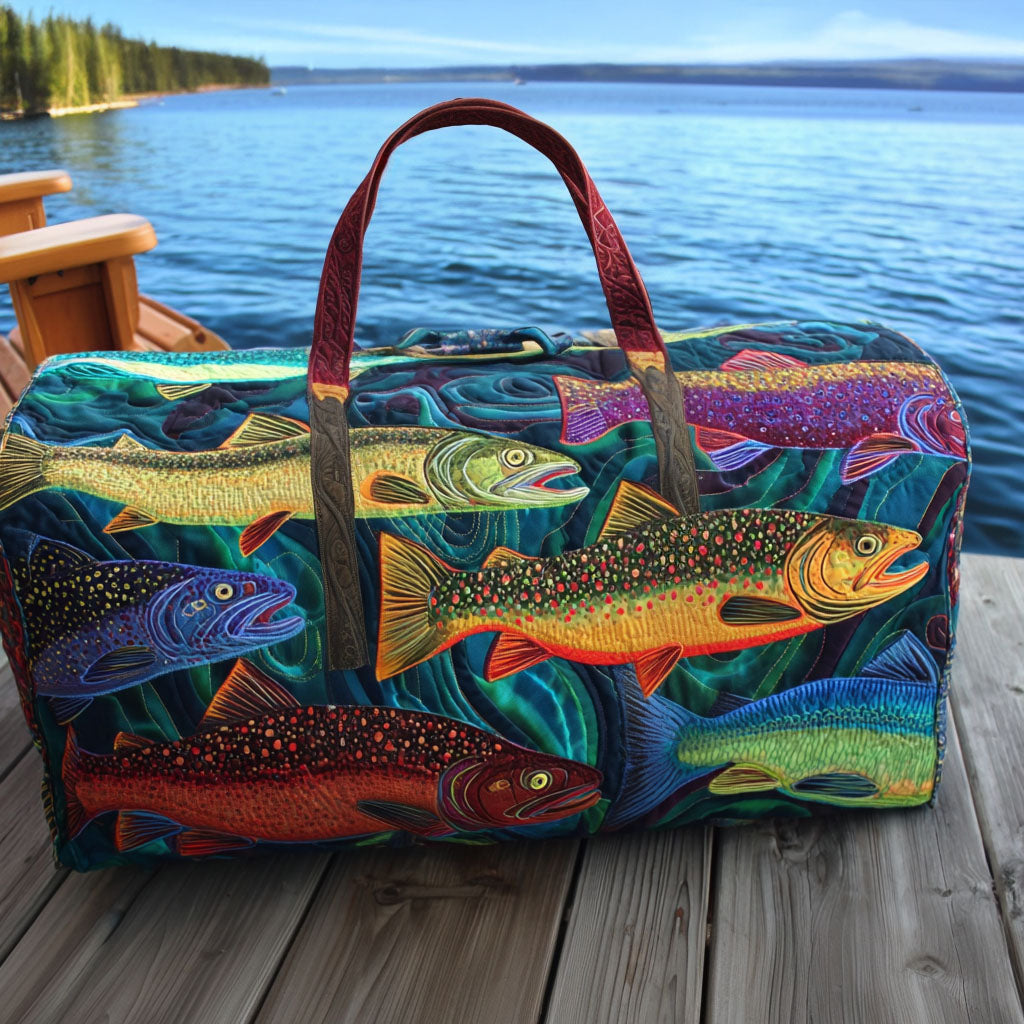 Rainbow Trout quilted weekend bag – rainbow trout