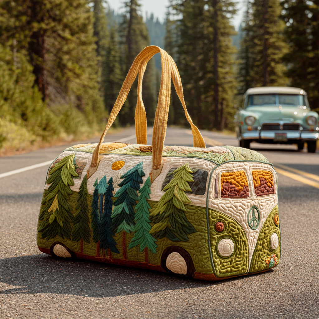 Retro Road Forest quilted weekend bag – forest camper van