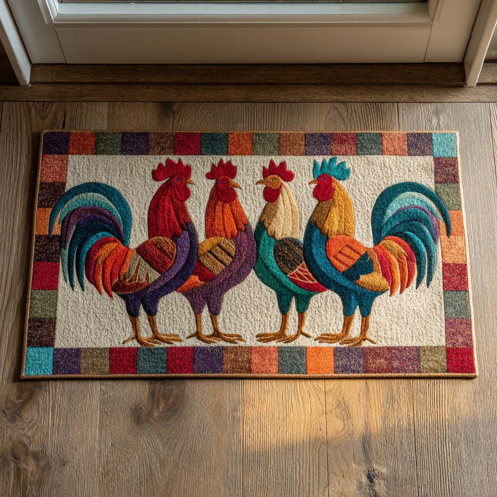 Rooster Parade doormat – rooster parade