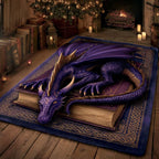 Enchanted Amethyst Dragon rug – dragon asleep on a book