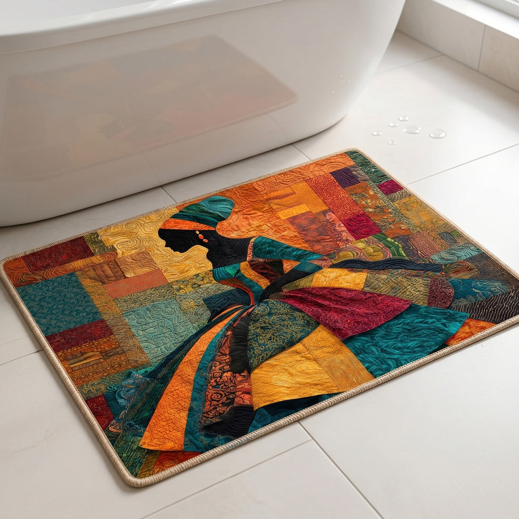 Royal Essence bath mat – woman in patchwork dress