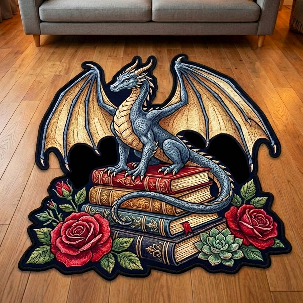 Royal Dragon shaped rug – dragon with roses