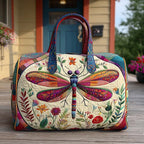 Rustic Flutter quilted weekend bag – folk dragonfly