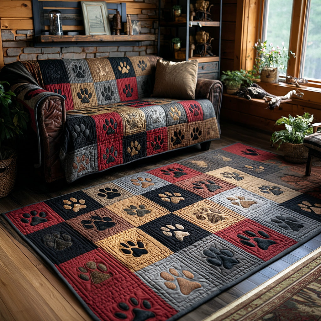 Rustic Paw Print rug – paw print patchwork