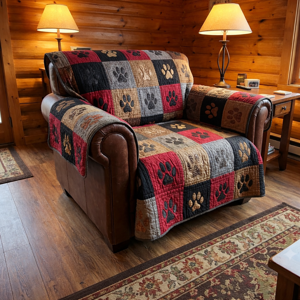 Quilted Sofa Cover - Cabin Paw Patchwork