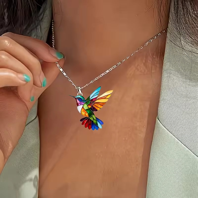 Pendant Necklace - Rainbow Hummingbird