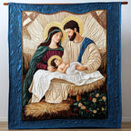 Holy Night Manger art quilt – holy Family at the manger