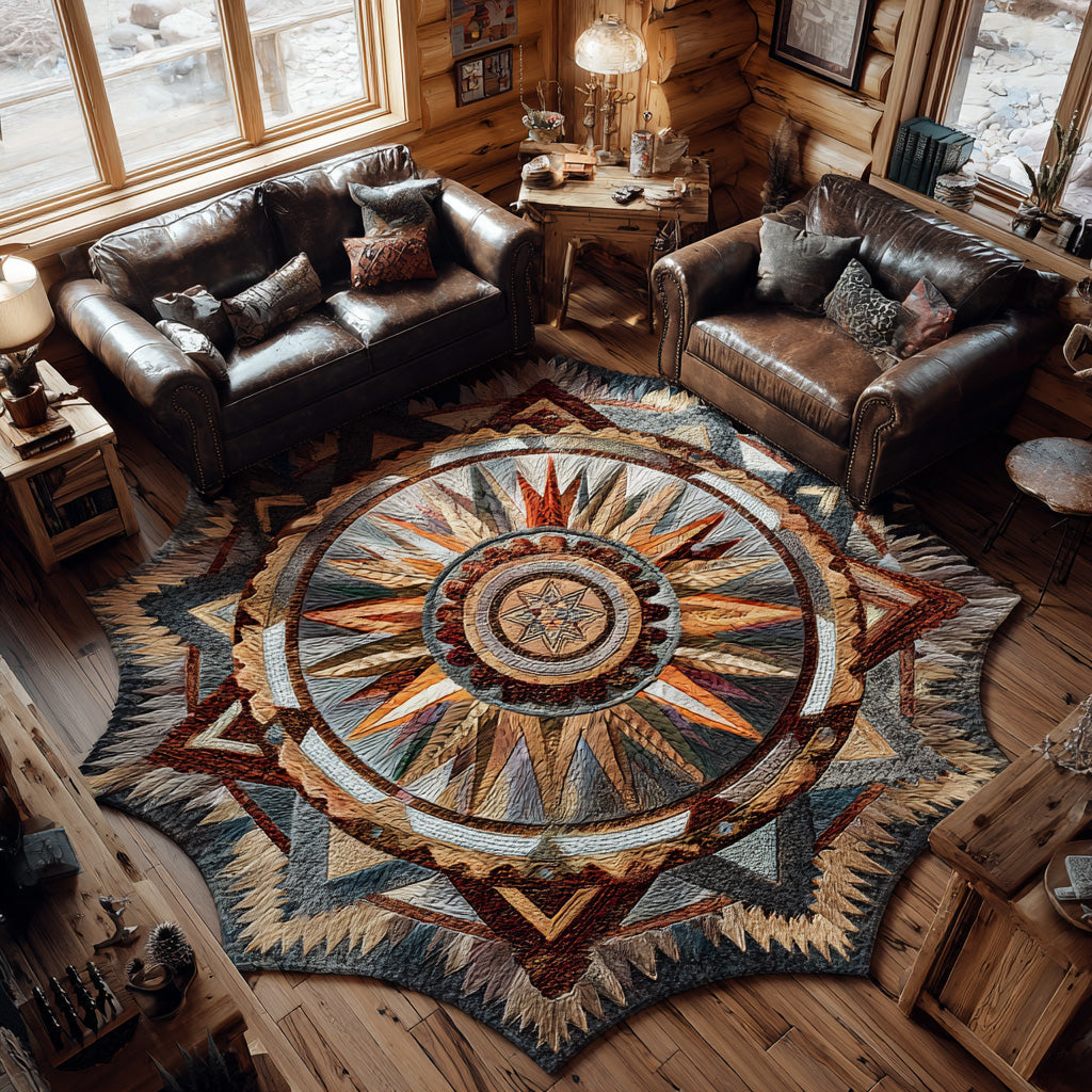 Sacred Sedona shaped rug – compass medallion