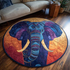 Sacred Elephant round rug – purple elephant