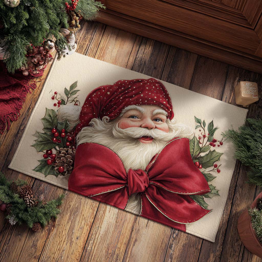 Santa Bow doormat – santa with bow