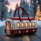 Santa Christmas Carriage quilted weekend bag – red carriage