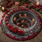 Santa Express round rug – train round a stone well