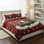 Close-up of the wave-stitch quilting on the Santa's Workshop bedspread