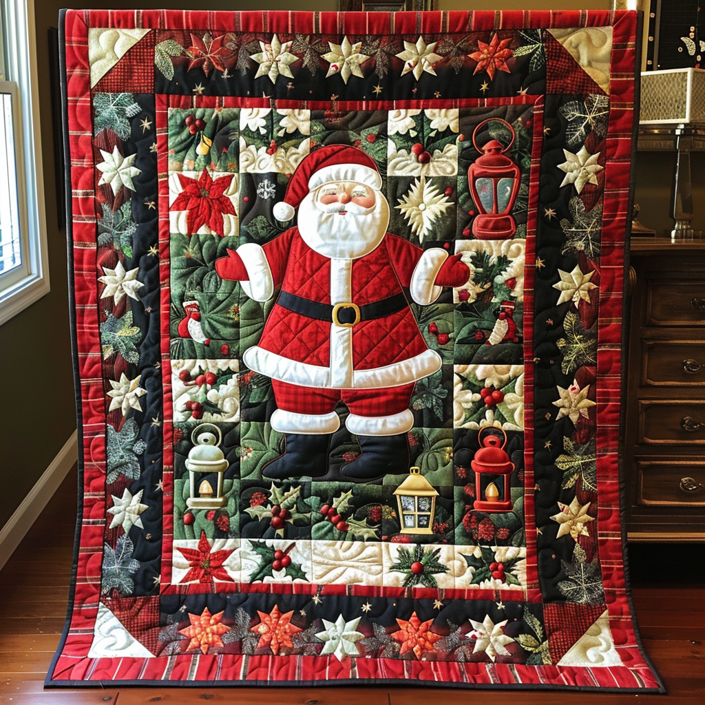 Quilted Throw - Santa Patchwork – view 2
