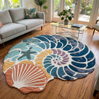 Sapphire Seashell shaped rug – nautilus and scallop