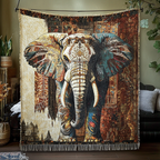 Tapestry Elephant woven sofa throw – elephant on a rich tapestry