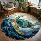 Sea Serenity round rug – turtle on a wave