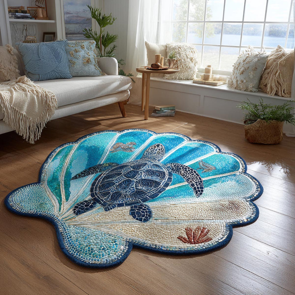 Sea Spirit Flow shaped rug – turtle in a shell