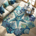 Seashell Symphony shaped rug – starfish and shells