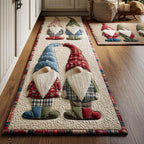 Seasonal Sparkle kitchen mat set – plaid gnomes