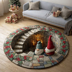 Secret Gnome Lane round rug – gnomes on a stone stair