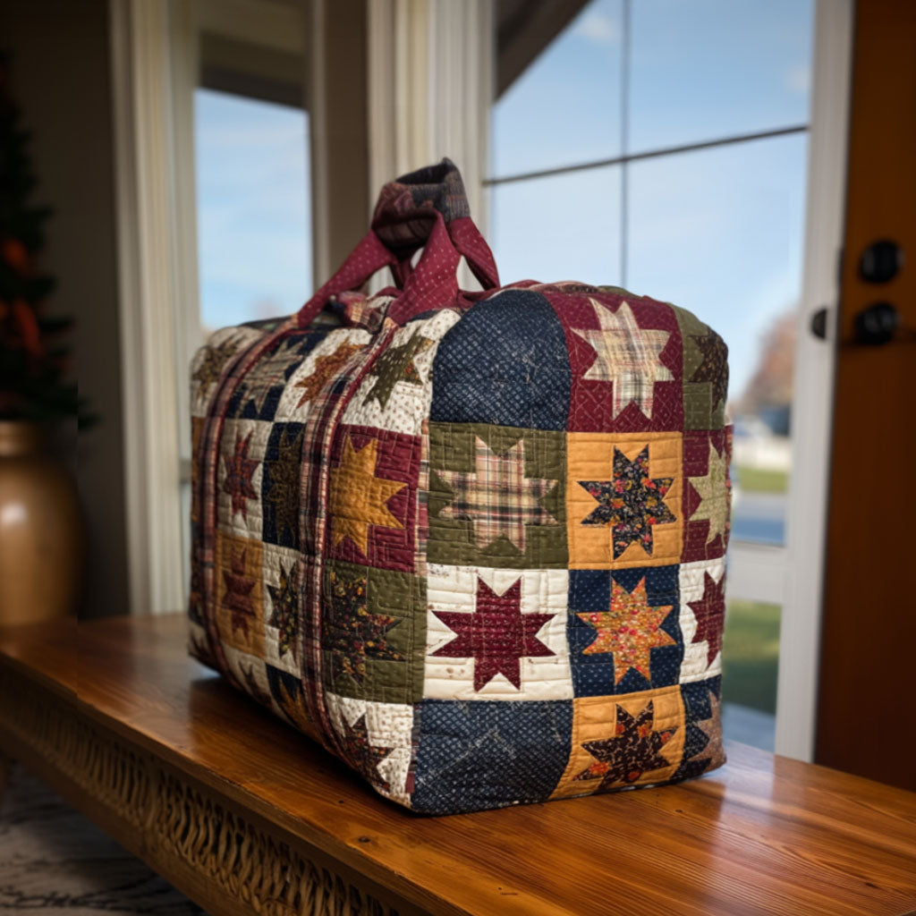 Secret Meadow Stars quilted weekend bag – star patchwork