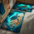 Gentle Flow kitchen mat set – turtles in a lagoon