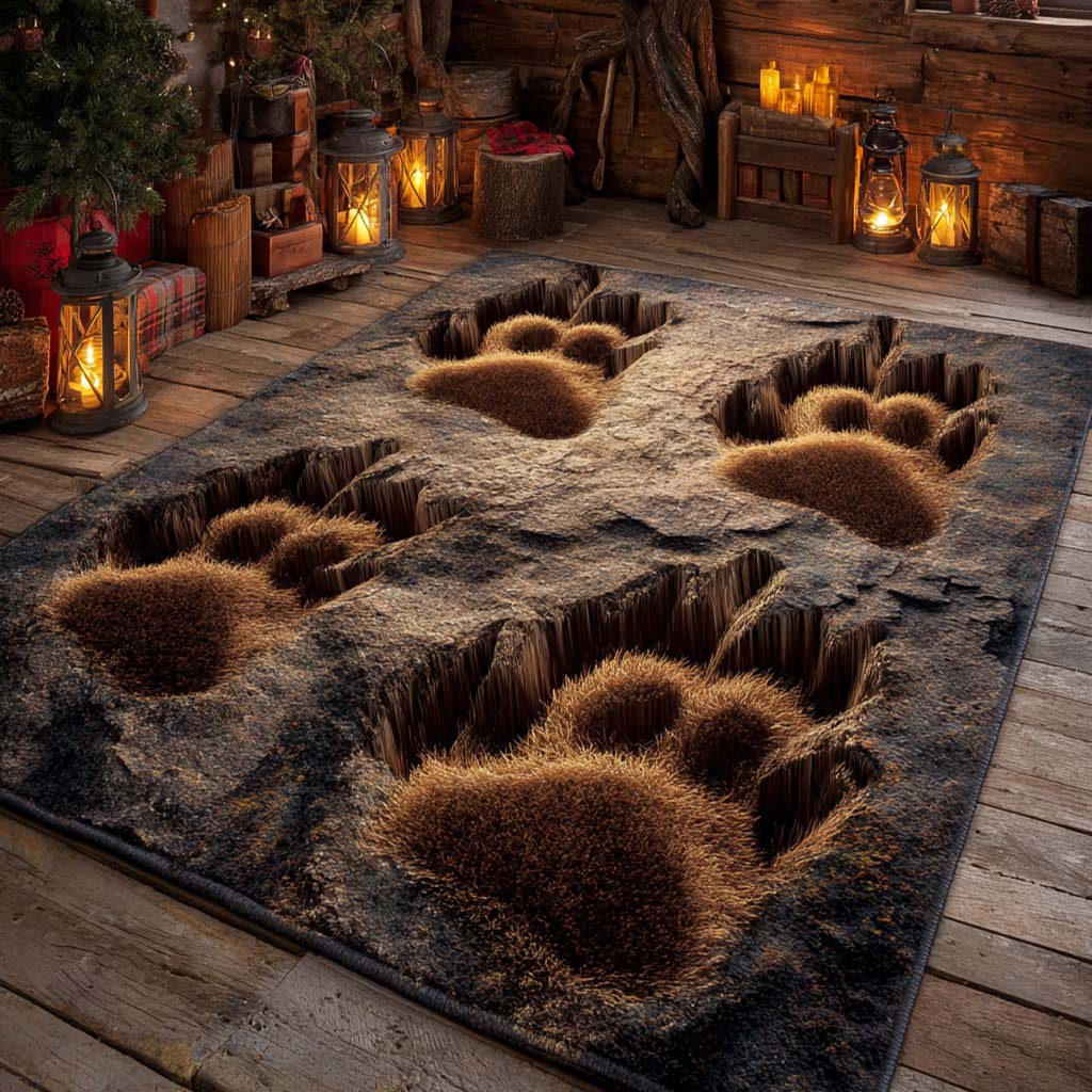 Shadow Paw Path rug – bear paw prints