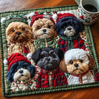 Shih Tzu Winter Wonderland quilted placemats – shih Tzus in hats