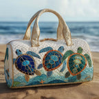 Shore Friends quilted weekend bag – mosaic turtles