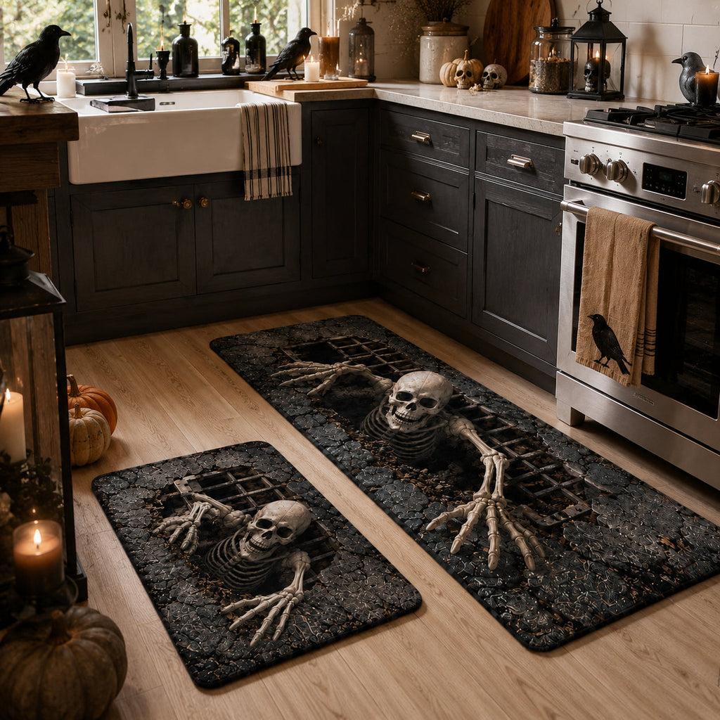 Crawling Skeleton kitchen mat set – crawling skeleton