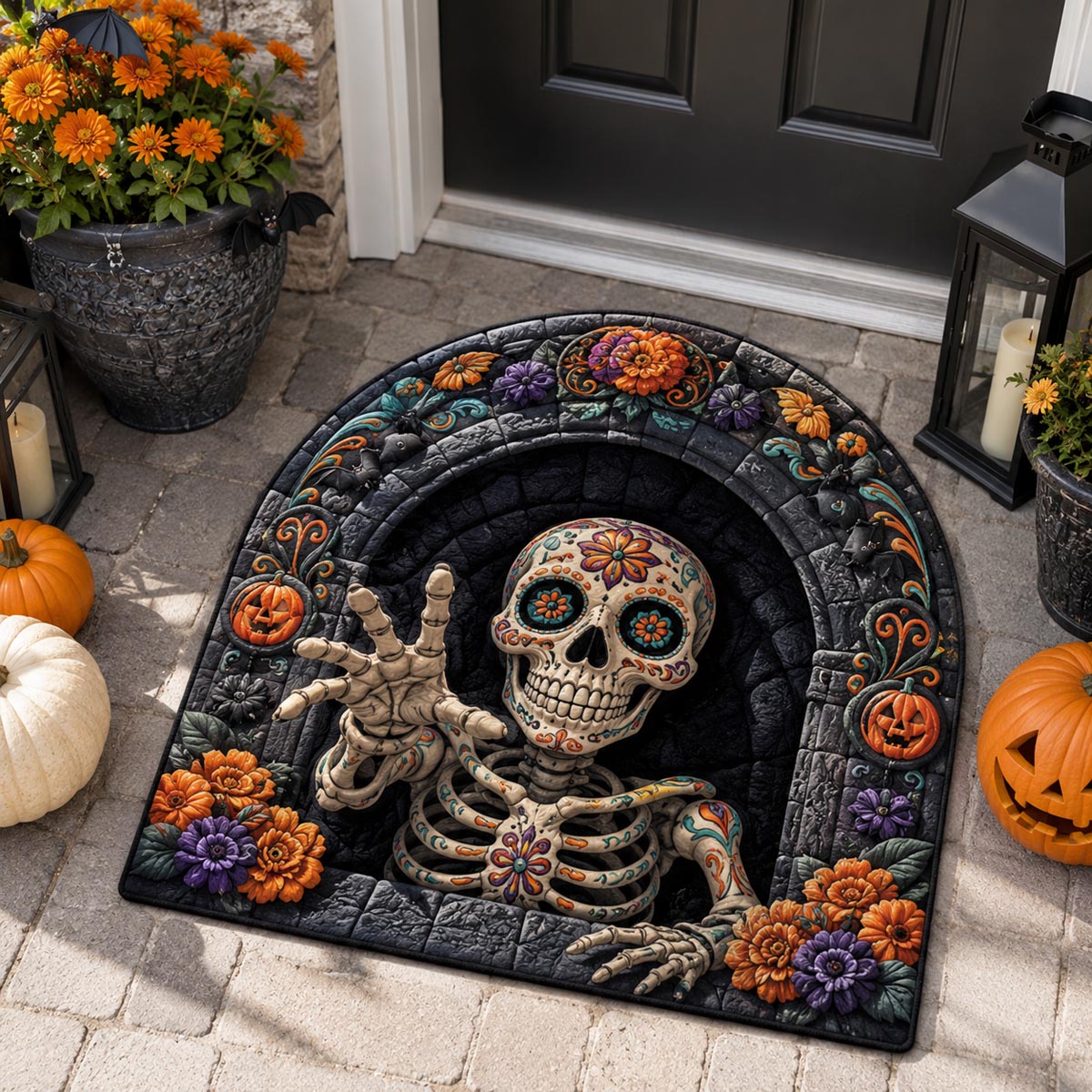 Skeleton Gatekeeper shaped doormat – skeleton in archway