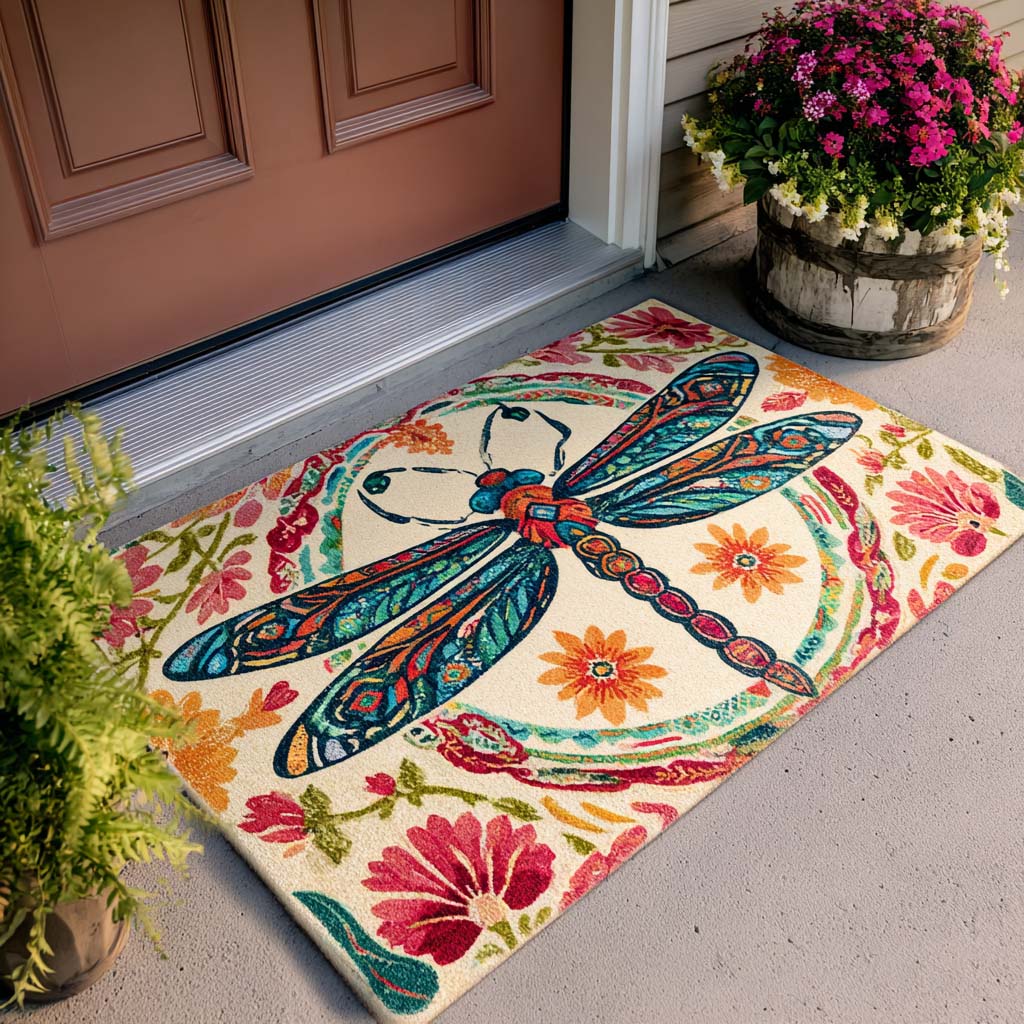 Sky Gem Dragonfly doormat – folk dragonfly