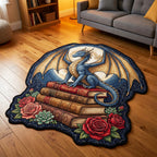 Sky Guardian shaped rug – dragon between roses