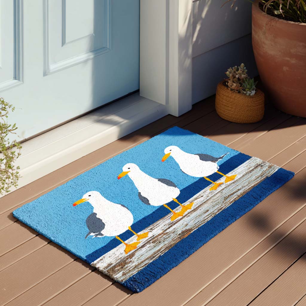 Sky Seeker Gulls doormat – seagulls on jetty