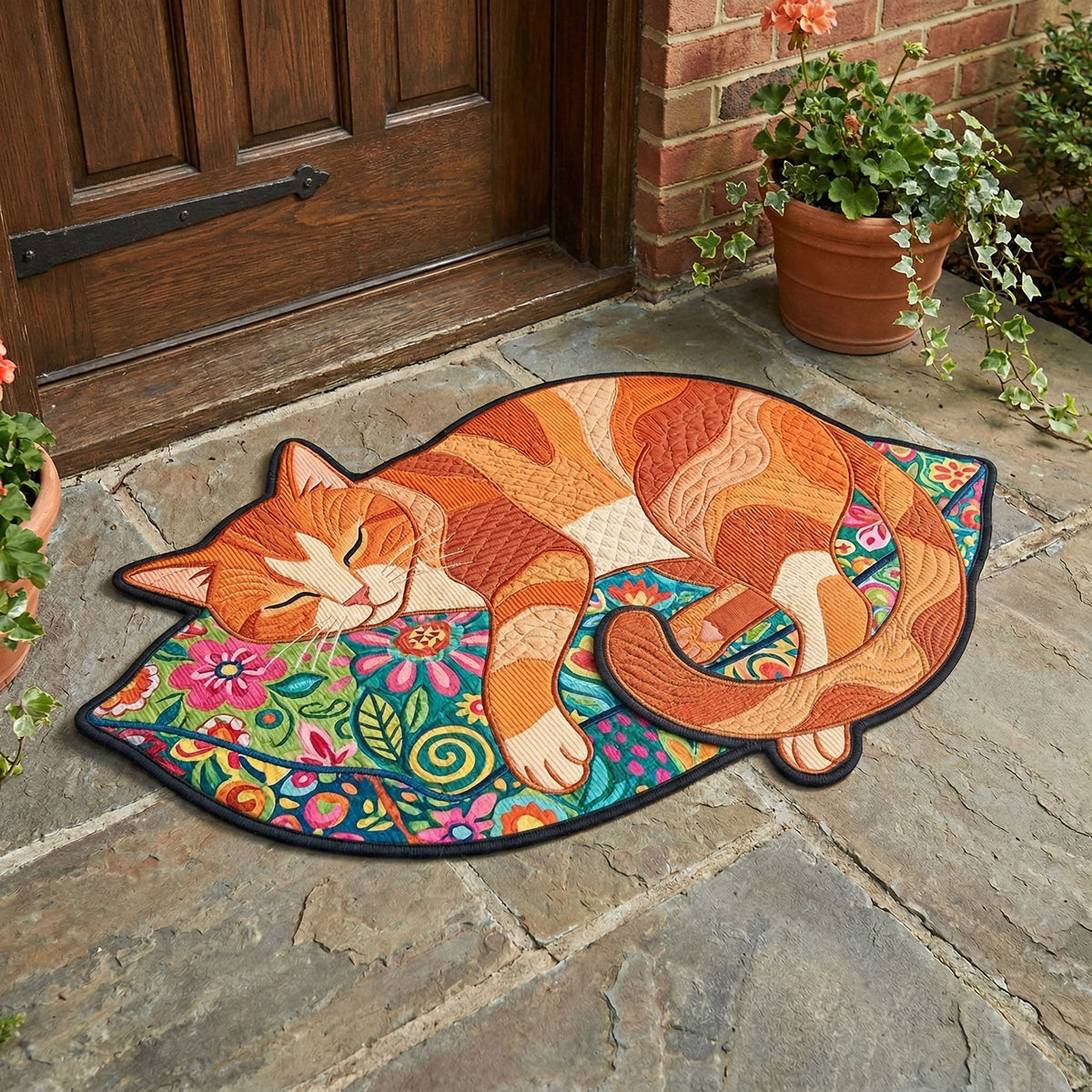 Sleeping Ginger Cat shaped doormat – sleeping ginger cat