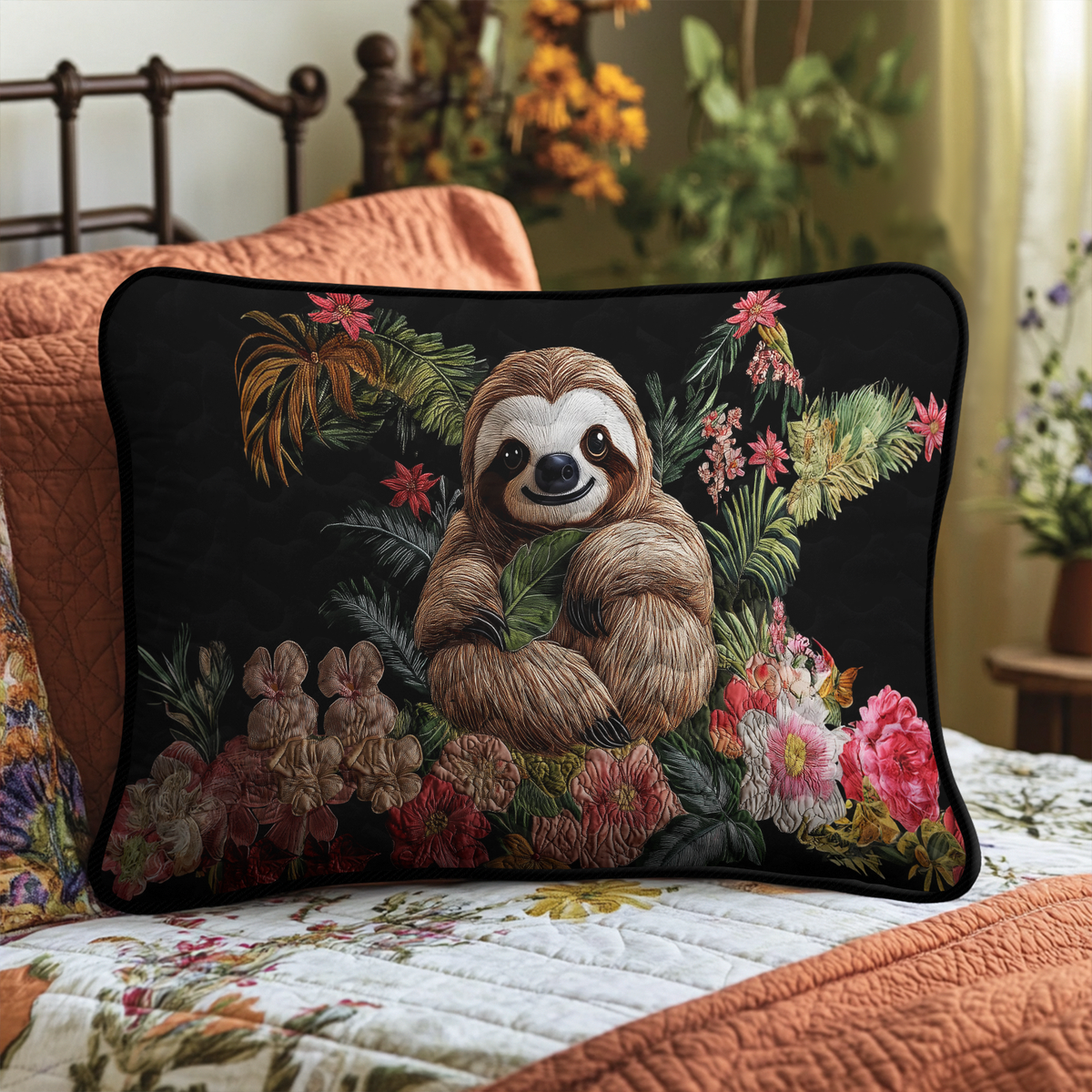 Quilted Pillowcase - Smiling Sloth – view 2