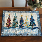 Snowflake Wishes quilted placemats – patterned Christmas trees
