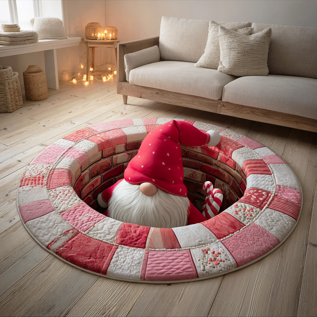 Snowy Beard Wonder round rug – gnome in a pink ring
