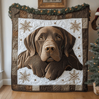 Chocolate Lab Snowflakes quilted throw – chocolate Labrador with a snowflake border