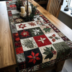 Snowflake Patchwork quilted table runner – snowflakes in festive patchwork