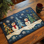 Snowy Wonderland quilted placemats – snowmen on a slope