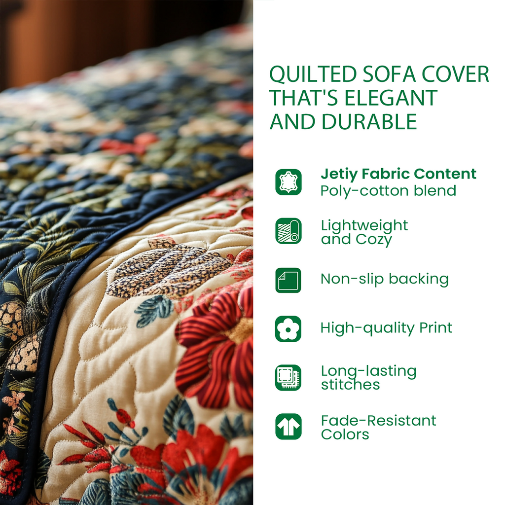 Quilted Sofa Cover - Soft Blue Paws