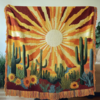 Sonoran Sunrays woven sofa throw – sunrays over cacti